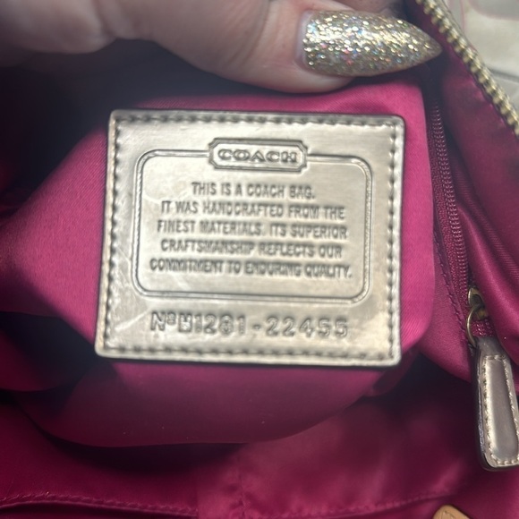 Coach 22455 Poppy Signature Metallic Outline Hallie Tote - Picture 9 of 10